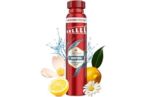Old Spice Deep Sea Men’s Deodorant Body Spray ml, Aluminium Free, Long Lasting Perfume Quality Scent, 48H Fresh, Anti-White Mark and Yellow Stain