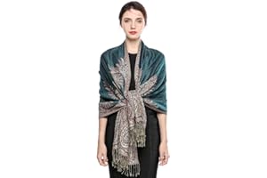EASE LEAP Elegante Bufanda Estampada para Mujer Lujoso Chal Cálido con Borla Suave Pashmina Estilo Paisley Étnico Uso en Otoño Invierno 200 * 70cm