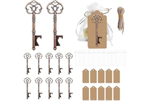 GEERDAN 10 Pezzi Bomboniera Antico Chiave Apri di Bottiglia, Matrimonio Decorazioni Accessori Segnaposto Battesimo Cresima Regali di Anniversario (Rame-B)