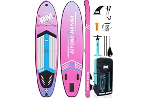 BEYOND MARINA Sup Board, Stand Up Paddling Board, Paddle Board, Aufblasbares Paddleboard Surfboard Wassersport, Pumpe, Rucksack, Paddel, Leash, 320 x81 x15CM