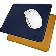 Tukzer Vegan PU Leather Mouse Pad for Laptop Notebook Gaming Computer | Smooth Reversible Dual Color Splash Proof Anti Fray Stitched Edges Anti Skid Mousepad (9.8 X 8.2 Inch | Navy Blue-Yellow)