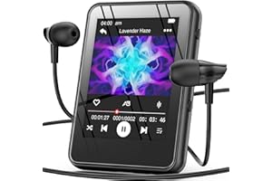 LEVIDA 64GB MP3 Player with Bluetooth,Portable Digital Music MP3 MP4 Player for Music Lover with Voice Record FM Radio Alarm Stopwatch Built-in HD Speaker with 2.4'' Full Touch Screen and Super Light (Black)