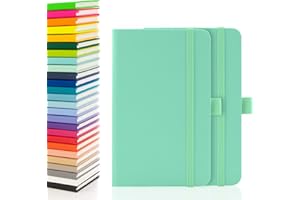 Notes London Lot de 2 carnet A6 avec pages lignées, passant pour stylo et poche, papier relié extensible (Aqua-Marin Pastel)