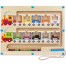 Labyrinthe Magnétique En Bois Pour Enfants - Apprentissage Couleurs & Chiffres, 55 Billes, Motricité Fine | Jouet Éducatif 3 Ans Et Plus