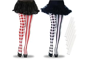 KUBDPQOR Women's Overknee Stockings, 2 Pairs of Two-Tone Striped Tights with 36 Non-Slip Patches, Clown Costume, Ideal for Circus, Cosplay, Halloween and Carnival