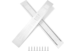 QIMEI-SHOP Rejillas de Ventilación de Rectangular Rejilla de Aire de Aluminio con Tornillo para la Ventilación de Armarios Dormitorios Cocinas 35 x 5cm Plateado 2 Piezas