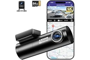 AZDOME Dash Cam Auto 4K+1080P con GPS e WiFi, Telecamera per Auto Anteriore e Posteriore, ADAS, Visione Notturna, WDR, G-Sensor, Monitoraggio Parcheggio 24H, Controllo Vocale, con Scheda SD 64GB