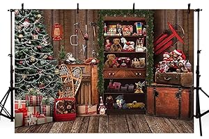 AIBIIN 2,1 x 1,5 m Boże Narodzenie tło vintage rustykalny drewniany dom choinka prezenty zabawka portret fotografia tło dekoracja baner studio rekwizyty fotograficzne