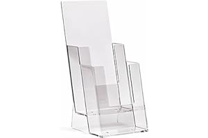 taymar Espositore da tavolo, supporto per volantini in formato DIN lungo (DL) A6 su due piani