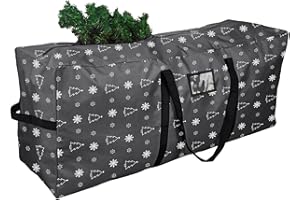 YiYa Christmas Tree Storage Bag for 7.5 Ft Heavy Duty 600D Oxford Xmas Tree Bag Waterproof Christmas Storage Container With Handles for Christmas Tree Garland(Black, L)
