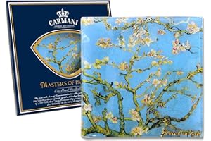 CARMANI - Square Glass Plate Art Print by Vincent Van Gogh 'Almond Blossom' 13x13cm