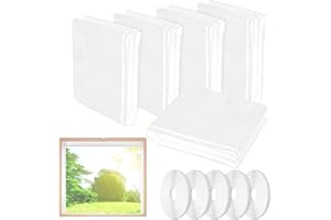 ATPWONZ Fly Screens for Windows,5 Pack Window Nets to Keep Bugs Out Mosquito Net Window, 51x59 Inches Insect Screen Window 51x59 Inches with 5 Rolls Hook Sticky Tape,White