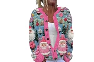 Couawaticy Women's Floral Print Long Sleeve V-Neck Sweaters Button Down Ribbed Cuffs Knit Cropped Cardigan Sweater