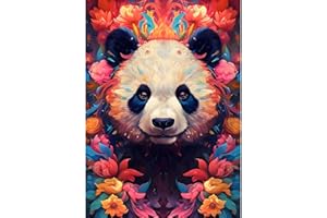 DPHERO Bricolage Panda Diamond Painting Fleurs, 5D DIY Fantaisie Diamant Painting Kit Complet, Peinture Diamant Artisanat Strass Painting pour Adultes Enfants, Décoration Intérieur 30x40cm