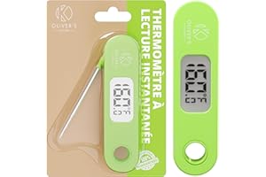 Oliver's Kitchen ® Thermomètre de Cuisine Digital à lecture Instantanée pour la Viande - Sonde de Cuisson avec Affichage LCD - Pour Grillades, Barbecue, Pâtisserie