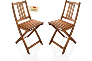 ‎SAM Loreno Gartenstuhl Klappbar Holz - 2er Set aus robustem Akazienholz - Gartenmöbel Set, Balkonstühle, Wetterfest & Pflegeleicht - Ideal für Garten & Terrasse