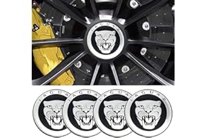 DSFG 4pcs 56MM 2,2 ' 'Auto-Logo-Aufkleber mit Räderabdeckung mit zentraler Abdeckung ABS-Material (fit Jagu Schwarz)