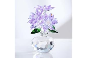 MOVDYKA Crystal Purple Daisy Bouquet Gifts for Women Floral Collectible Figurines Glass Flowers Ornaments for Room Decor Chritsmas
