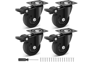 Humagineer Ruote per Spostare Mobili Pesanti con Freno 50mm, Portata 270kg, Ruote per Carichi Piccoli Nere, Silenziose e Lisce Ruo te Piroettanti in Gomma per Tavolo, Sedia, Armadio, Lettino, Set di 4