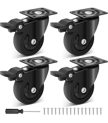 DOITOOL – 10 Patins De Meuble Carrés Avec Roulettes Pour Tapis Ou Sol Dur, 2.4 Pouces, Antidérapants (café)