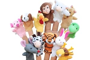 Limeow 12 Pezzi Marionette da Mano,Marionette per Bambini,Animali Burattini,delle Dita Burattino di Peluche, Burattino Animale Dito Set, Burattini da Dito per narrazione Giochi Ruolo insegnamento