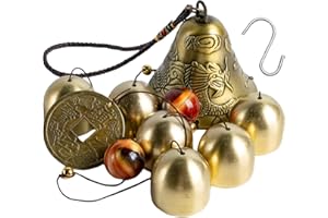 ZBHDEYG 1 grande scacciapensieri a forma di orologio, 1 gancio a forma di S, campanelli a vento retrò in metallo, ciondolo a forma di campanella eolica per negozi di articoli per la casa, ciondolo a forma di