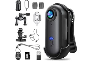 ZILCHX Mini Action Cam POV 1080P, Bodycam körperkamera, Actionkamera mit 64 GB Speicherkarte, 120° Weitwinkel, 120 Min Akku, Helmkamera, Motorrad Kamera, mit Multifunctional Accessories, für Reisen, Outdoor