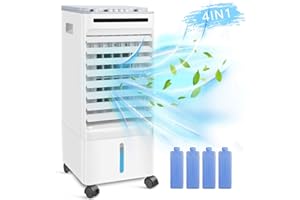 SONBION Climatizzatore Portatile Evaporativo, 4 In 1 ad Acqua, Ventola del Purificatore dell'Umidificatore, per Ambiente per l'ufficio a casa,5L, 3 livelli di velocit
