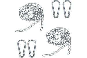 Metallkette Meterware 2 StüCk Stahlkette 1m Kette 304 Edelstahl Metall Ketten Mit 4 Karabiner Clip Haken FüR HäNgende Ziehen Abschleppen Haustier Hund Kette TXZWJZ
