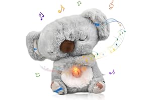 Clatoy Relief Koala, Breathing Teddy Bear for Anxiety, Baby Toys 0 3 6 9 12 Months Anxiety Bear Sleeping Otter Plush with Music and Light, Baby Essentials for Newborn New Baby Boy Girl Gifts