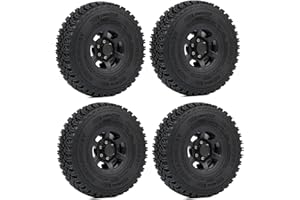 KEEDA Neumáticos RC de 1.55 pulgadas y llanta de plástico Beadlock para 1/10 RC Crawler Car D90 Pajero TF2 Tamiya CC01 CC02 LC70 LC80 Piezas (90 mm negro)