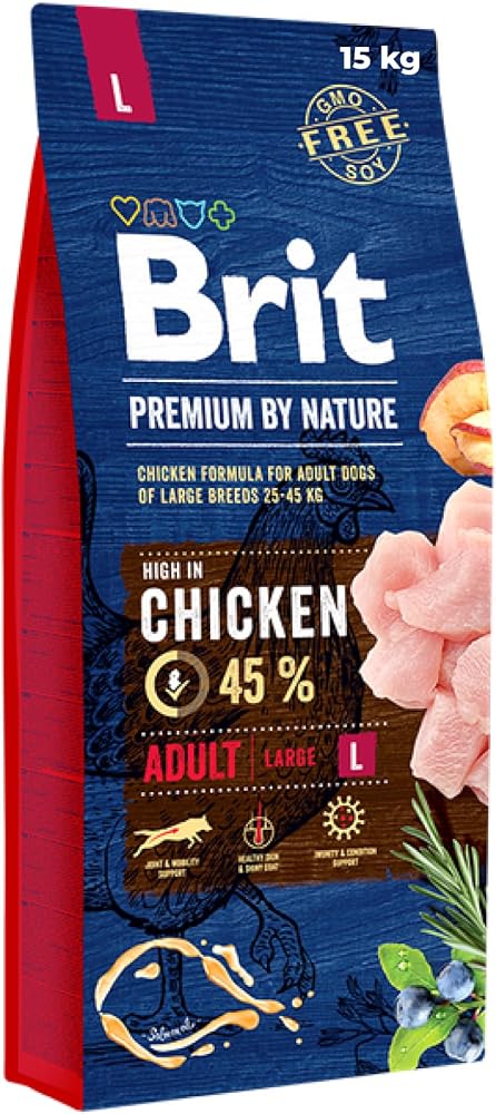 Brit Premium By Nature Adult Large, Büyük Irk - Yetişkin Köpekler İçin, Tavuk Etli Kuru Mama, 15 kg