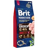 Brit Premium By Nature Adult Large, B&uuml;y&uuml;k Irk - Yetişkin K&ouml;pekler İ&ccedil;in, Tavuk Etli Kuru Mama, 15 kg