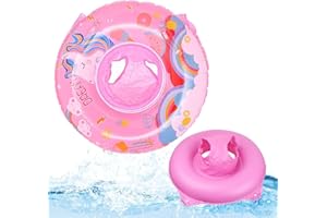 Ellxen Baby Swimming Ring, Inflatable Baby Swimming Float with Soft Safety Swim Seat,with Inflator and Seat for Age 6-36 Months Toddler Floating Training(unicorn pink)