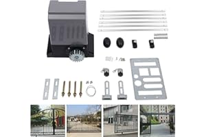 RIBASUBB 550 W 1200 kg Motor Puerta Corredera, Kit Motor Puerta batiente, IP44 6 m Cremallera y Piñón Motor de Puerta Corredera Accionamiento de Puerta Automática con 2 Mando a Distancia