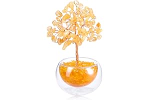 CrystalTears Citrine Crystal Tree Gifts for Women Mum, Healing Crystals Gemstone Tree Life for Home Office Decor, Positive Energy Crystal Gifts for Birthday Christmas Housewarming Gift