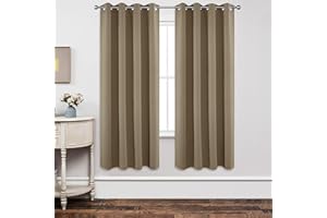 Joydeco Cortinas Opacas 2 Piezas 140 x 175 cm, Cortinas Dormitorio con Ojales Moca Anti Luz Cortina Termica Aislantes Frio y Calor para Salon Curtains Blackout