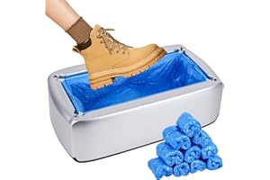 GreeSuit Upgrade Máquina Automática de Cubierta de Calzado, Dispensador de Cubiertas de Zapatos con Cubiertas de Plástico Desechables para Zapatos de Oficina, Fábrica, Hogar (Silver 200pcs)