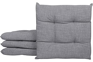 Il Gruppone Passione Casa Set 4/6 Cuscini Sedia con Lacci 4 Punti Cucina Imbottiti Spessore 6 Cm Prodotto Italiano 40 x 40 in Cotone Tinta Unita - Grigio - 4 Pezzi