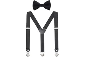 WELROG Set di bretelle regolabili e papillon per bambini Bretelle elastiche a forma di Y con il classico papillon per ragazzi e bambini