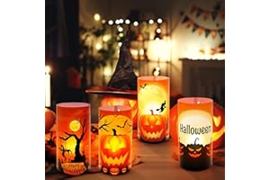 AOIUENOK 8 Windlicht Tischdeko, Halloween Deko Tisch, Halloween Tischdeko, Halloween Dekoration Tisch, FüR Outdoor Indoor Halloween Deko, Tischdeko, Party, Geschenk FüR Teelichter Kerzen(Orange Farbe)