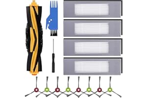 ANSOOK Pièces de rechange Accessoires pour Ecovacs Deebot Ozmo 950 920 T8,T8+,T8 AIVI,T9,T9+ und N8,N8+,N8 Pro,N8 Pro+ Serie,1 Brosse Principale,8 Brosses LatéRales,1 Petite Brosse,1 Tournevis