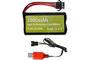 BLLRC 7.4V 3000mah 15C 2S batteria agli ioni di litio con spina SM-4P con cavo di ricarica USB Adatto per EC08 DE85 RC auto camion RC barca RC Drone ingegneria batteria del veicolo