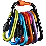 Gimars Upgrade 8cm*10pz Moschettoni con Tappo a Vite Colorati,Moschettoni in lega di Alluminio Froma D Portachiavi Oggetti Mo