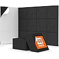 48 Pack Sound Proofing Panels Self-adhesive, TONOR 30x30x0,9cm Square Acoustic Wall Absorbing Panels, High Density Insulation Treatment Soundproofing Panels for Recording Studio, Home, Offices, Black