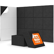 Panneaux Acoustiques Autocollants Suzao - Lot De 24 - NRC 0.90 - Anti-Bruit Murale Pour Studio, Bureau Et Chambre