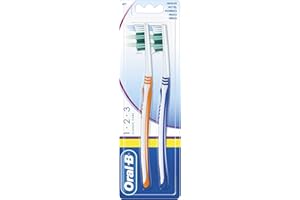 P&G Oral-B 1–2-3 classique Soins Medium Brosse à dents manuelle – Lot de 2 (Coloris aléatoire)