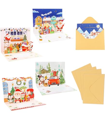 3D Carte De Noël Apparaitre Cloches De Noël Sapin De Noël Cartes De