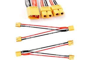 YIXISI 2 Pezzi Cavo Connettore Batteria Parallela XT60, XT60 Splitter Y Cavo 16AWG da 1-Maschio a 2-Femmina, XT60 Parallelo Cavo Connettore Batteria Doppia Estensione Y Splitter, per RC Lipo