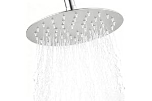 Jomdjmskes Alcachofa de Ducha, 20 cm Rociador Ducha Redondo Acero Inoxidable, Cabezal Lluvia, 360° Ducha Ángulo Ajustable Ultra-Delgado, Antical Alta Presión Efecto Lluvia Fácil Limpieza